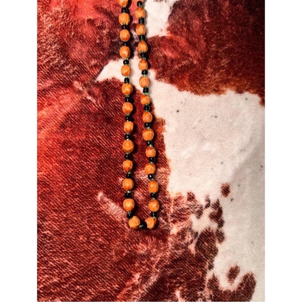 Wooden beads with Green and Black Beaded Necklace